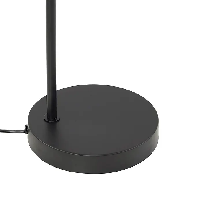 Lindby Stehlampe Wohnzimmer in schwarz, Stehleuchte -  - Runde schwarze Stehleuchtenbasis mit Mittelstange und Stromkabelanschluss.