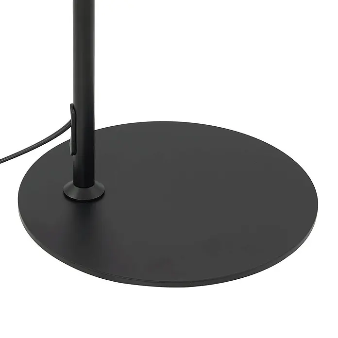 Lindby Stehleuchte Adrik - schwarz, schwarz, E27 - Runder, schwarzer Stehlampenfuß mit Mittelsäule und Kabelclip.