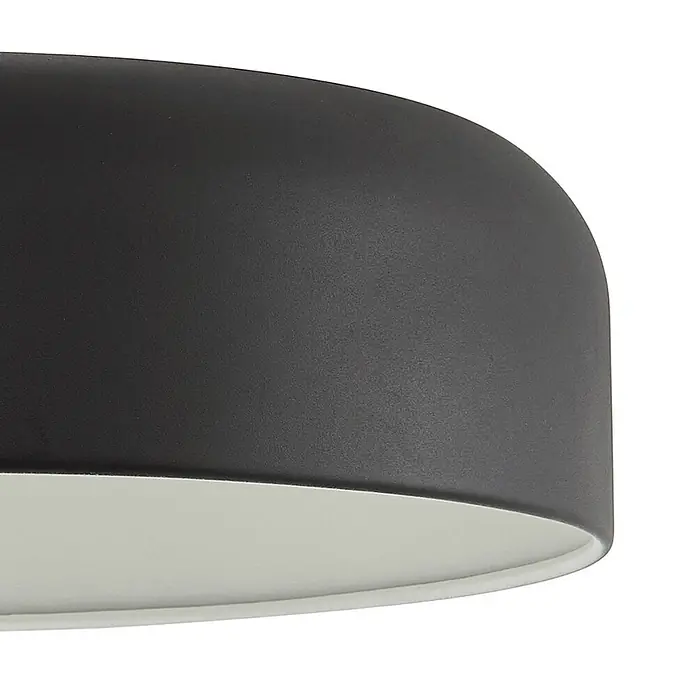 Lindby Stehlampe Wohnzimmer in schwarz, Stehleuchte -  - Dunkelgraue runde Deckenleuchte oder Lampenschirm mit weißer Innenseite.