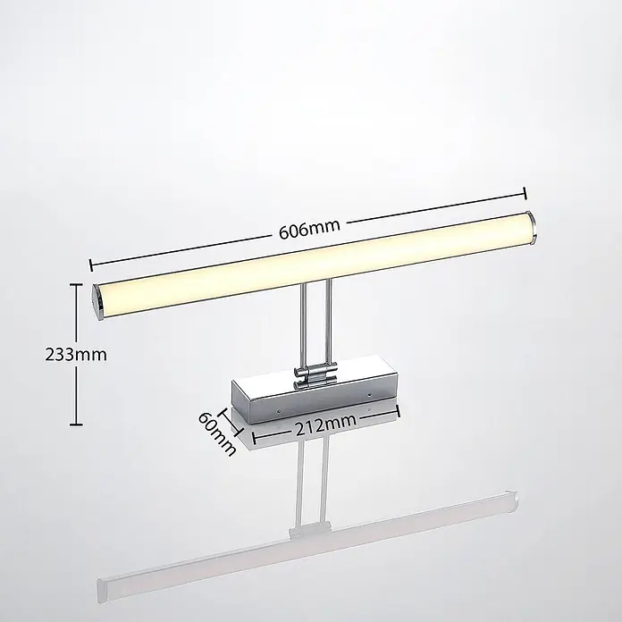 Lindby LED Wandleuchte innen in chrom, weiß, Wandlampe -  - Polierte Chrom-LED-Bilderleuchte mit rechteckiger Wandhalterung und langer linearer Lichtleiste.