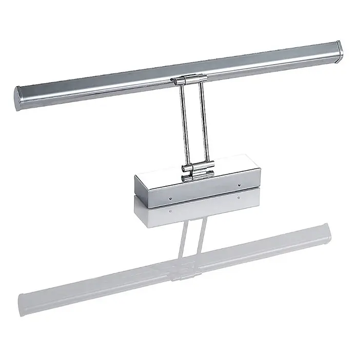 Lindby LED Wandleuchte innen in chrom, weiß, Wandlampe -  - Polierte Chrom-LED-Bilderleuchte oder Spiegelleuchte mit horizontaler Stange und rechteckigem Montagesockel.