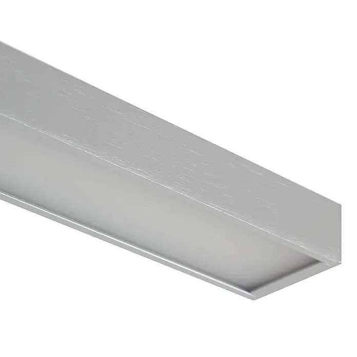Lindby Wandleuchte Alenia - alu / grau / zink - Silberne, gebürstete lineare LED-Leuchte mit diffuser Abdeckung.