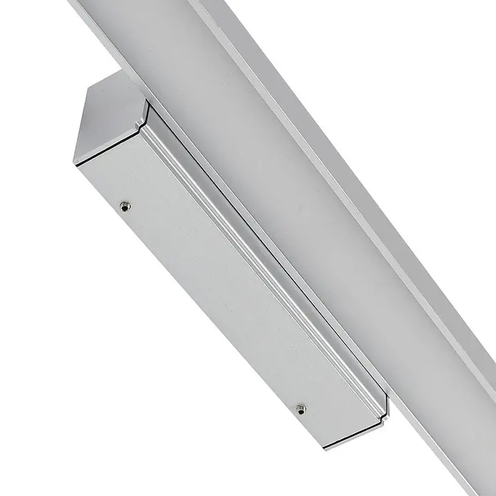 Lindby Wandleuchte Alenia - alu / grau / zink - Silbernes Aluminiumprofil mit integriertem Elektrogehäuse, wahrscheinlich für LED-Streifenbeleuchtung.