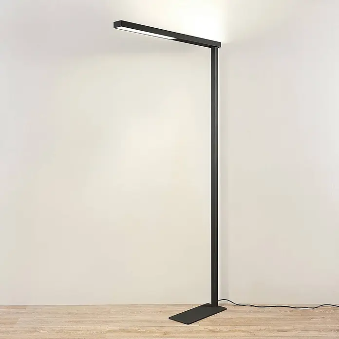 Arcchio LED Büro Stehlampe silber, Deckenfluter 4498lm, 4000K -  - Schwarze minimalistische LED-Stehleuchte für indirektes Uplight.