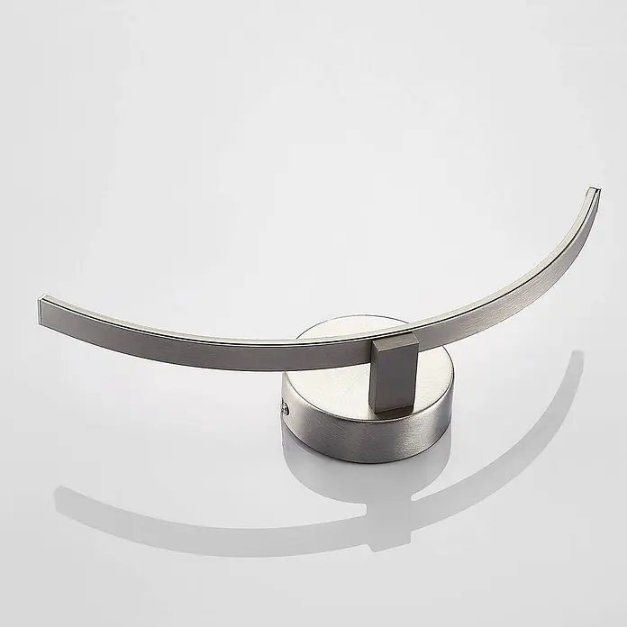 Lindby LED Wandleuchte innen in nickel satiniert, weiß Wandfluter -  - Moderne gebogene LED-Wandleuchte aus gebürstetem Metall.