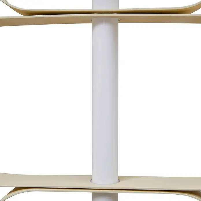 Lucande LED Stehlampe Wohnzimmer in beige, weiß, Stehleuchte -  - Vertikaler weißer Zylinder mit hellbeigen, gebogenen Ablagen.