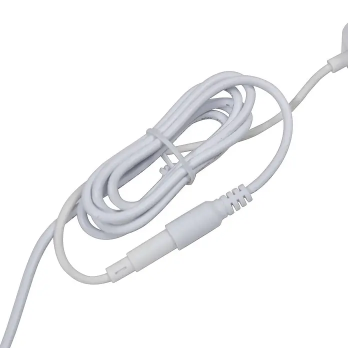 Lucande LED Stehlampe Wohnzimmer in beige, weiß, Stehleuchte -  - Weißes, aufgerolltes Stromkabel mit In-Line-Stecker, mit einem Kabelbinder gesichert.
