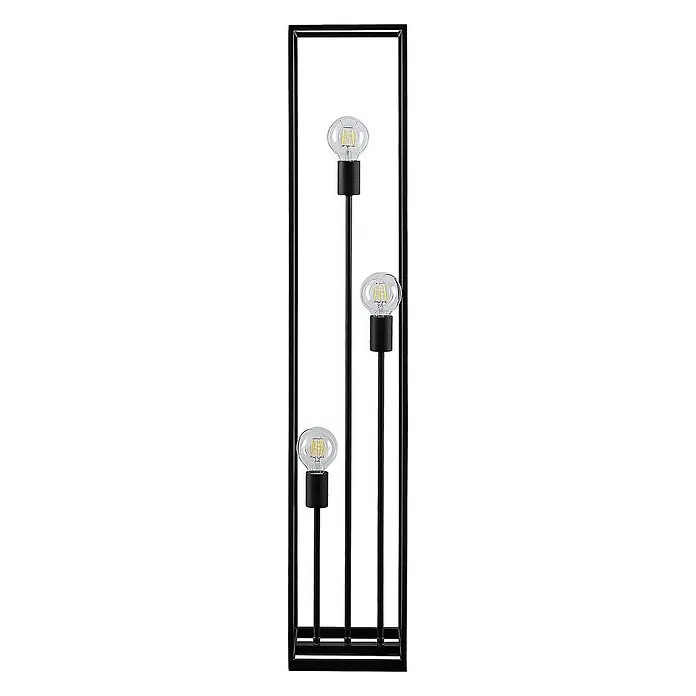 Lindby Stehlampe Wohnzimmer, Stehleuchte schwarz Metall, Ecklampe 3x E27 -  - Hohe schwarze Metall-Rahmenleuchte mit drei sichtbaren LED-Glühlampen.