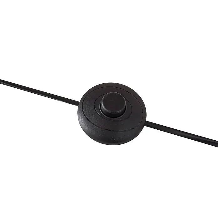 Lindby Stehlampe Wohnzimmer, Tripod in holz, weiß, Stehleuchte -  - Schwarz, runder Fußschalter an einem Kabel.