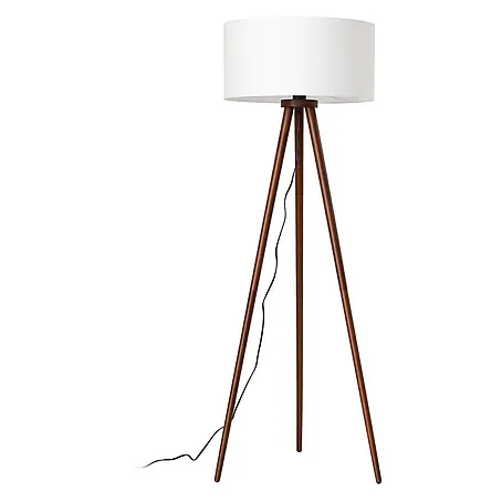 Lindby Stehlampe Wohnzimmer, Tripod in holz, weiß, Stehleuchte