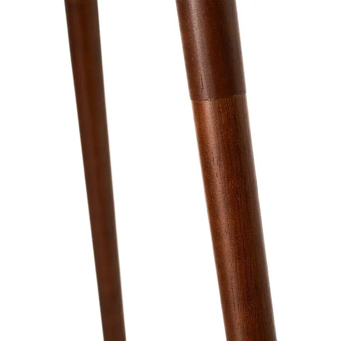 Lindby Stehlampe Wohnzimmer, Tripod in holz, weiß, Stehleuchte -  - Zwei dunkelbraune Holzmöbelbeine, eines mit sichtbarer Fuge.