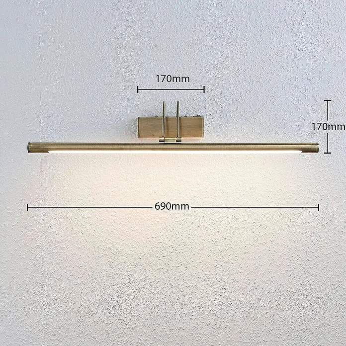 Lindby LED Bilderleuchte in altmessing, Wandleuchte Bilderlampe -  - Goldfarbene LED-Bilderleuchte aus Metall zur Wandmontage, 690mm langer Lichtbalken.