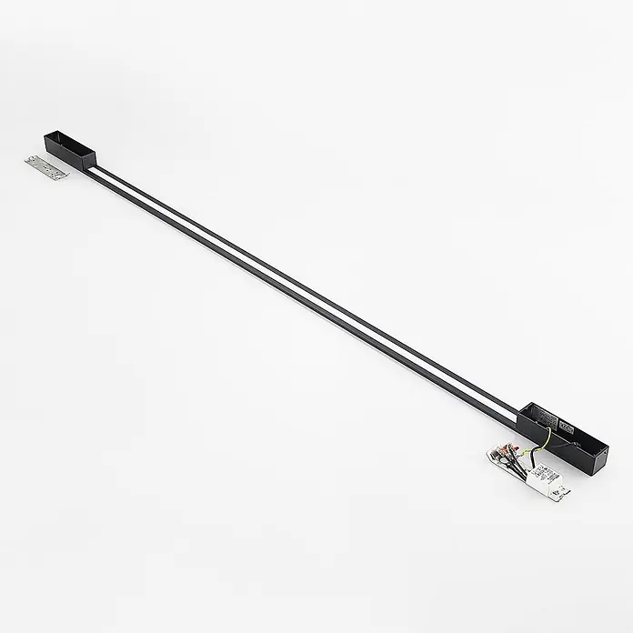Arcchio LED Wandleuchte innen in schwarz, Wandlampe -  - Schwarze lineare LED-Schiene mit freiliegender Verkabelung und Netzteil.