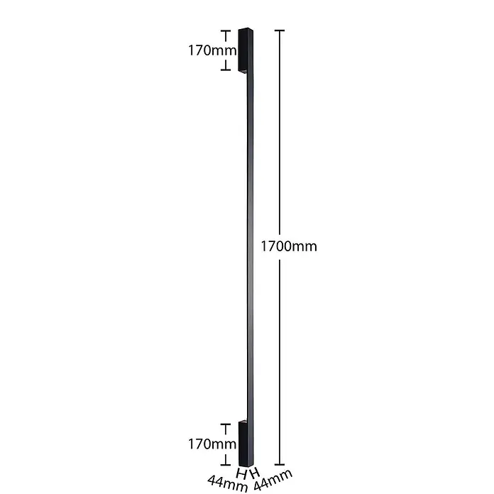 Arcchio LED Wandleuchte innen in schwarz, Wandlampe -  - Schwarzer rechteckiger Möbelgriff, 1700mm lang, mit 170mm Befestigungspunkten und 44mm Breite.