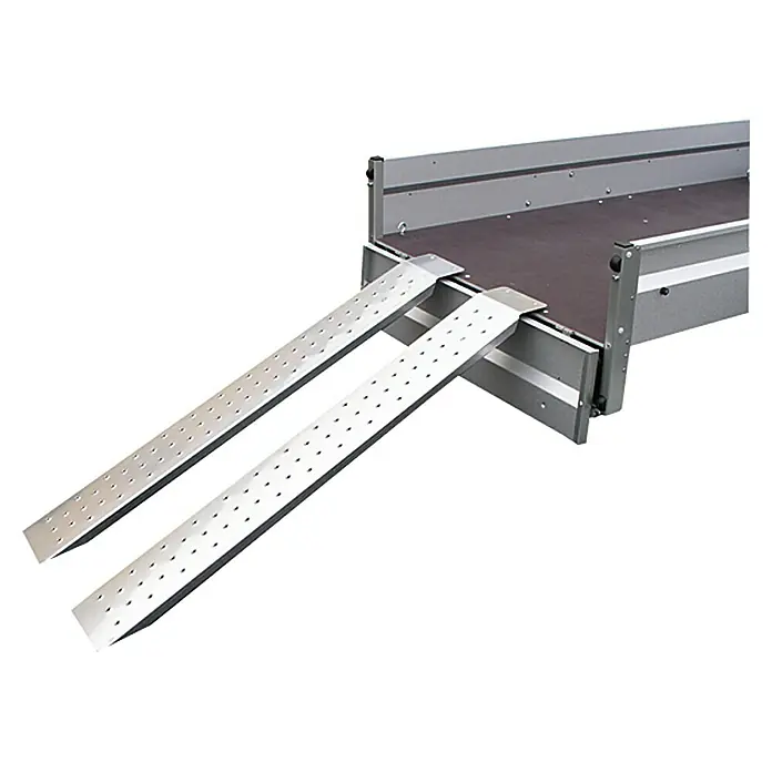 Stema Auffahrrampen-Set - 2 -tlg., 149 x 20 cm - Ein Paar silberne Aluminium-Laderampen für den einfachen Zugang zu einem Anhänger oder einer Ladefläche. Ideal für den Transport von schweren Gegenständen.