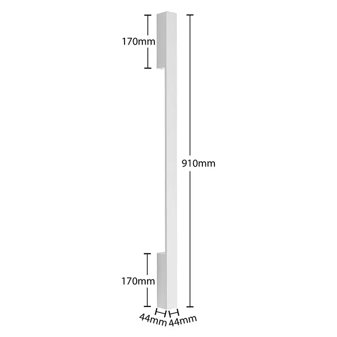 Arcchio LED Wandleuchte innen in weiß, Wandlampe -  - Langer weißer rechteckiger Griff, 910mm Gesamtlänge, mit zwei 170mm Greifabschnitten und 44x44mm Maßen.