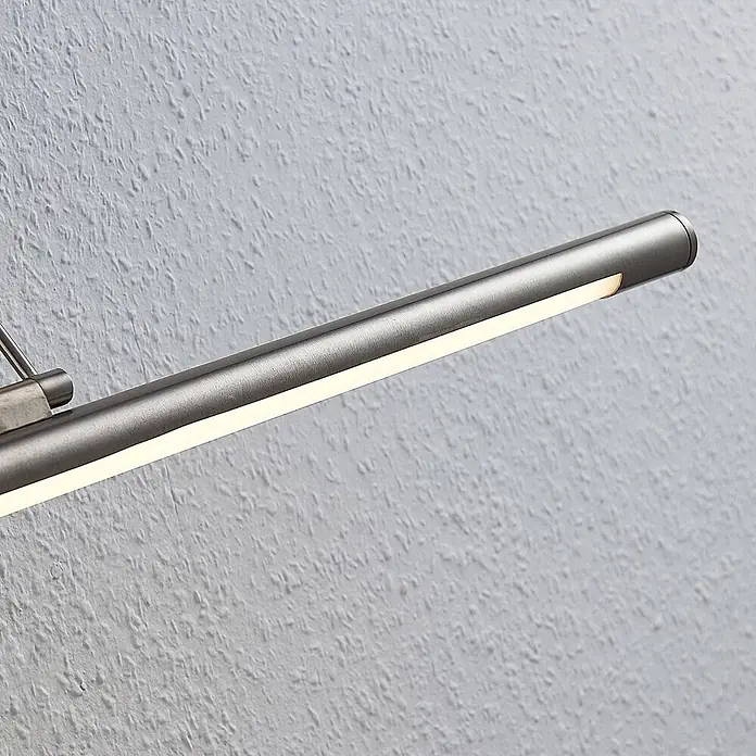 Lucande Bilderleuchte LED mit Schalter, Spiegelleuchte 69 cm -  - Schlanke LED-Bilderleuchte in gebürstetem Titan-Finish, strahlt warmweißes Licht aus.