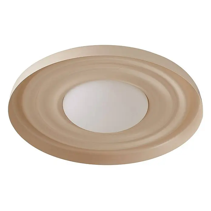 Lindby Wandleuchte Waves - creme / amber - Runde beige Deckenleuchte mit weißem Milchglasdiffusor.