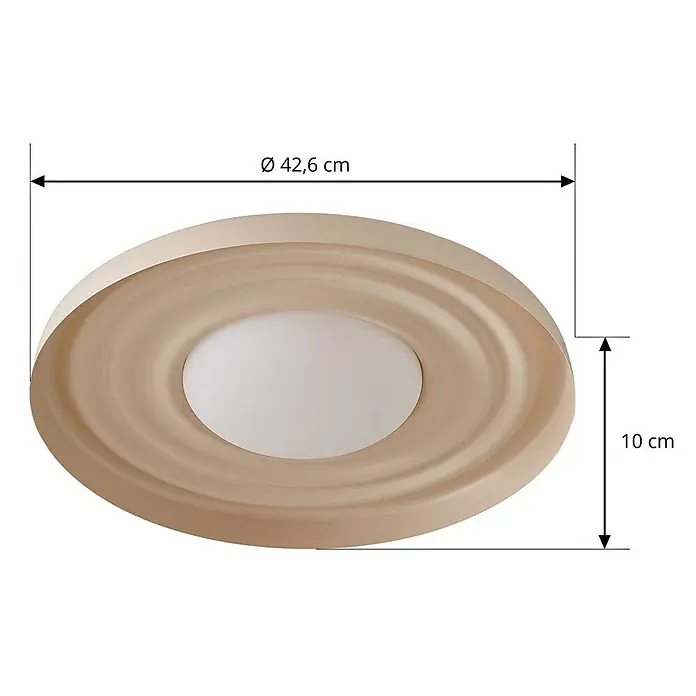 Lindby Wandleuchte Waves - creme / amber - Runde, hellbeige Deckenleuchte mit zentralem weißem Diffusor und konzentrischen Ringen.
