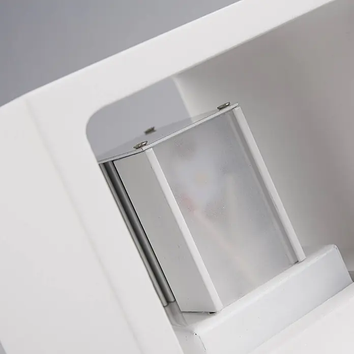 Lindby Wandleuchte Marita - weiß / opal, weiß / opal - Weiße Wandleuchte mit mattiertem, rechteckigem LED-Modul. Minimalistisches Design, das Licht nach oben lenkt.