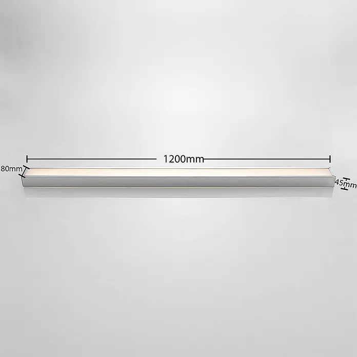 Lindby LED Wandleuchte innen in chrom, weiß, up down Wandlampe -  - Silberne lineare LED-Leuchte, 1200mm lang, 80mm breit, 45mm hoch, für diffuse Beleuchtung.