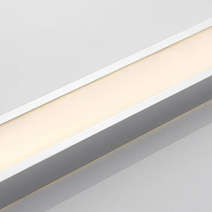 Lindby LED Wandleuchte innen in chrom, weiß, up down Wandlampe -  - Lineare LED-Leuchte mit weißem Rahmen und warmweißer Beleuchtung.