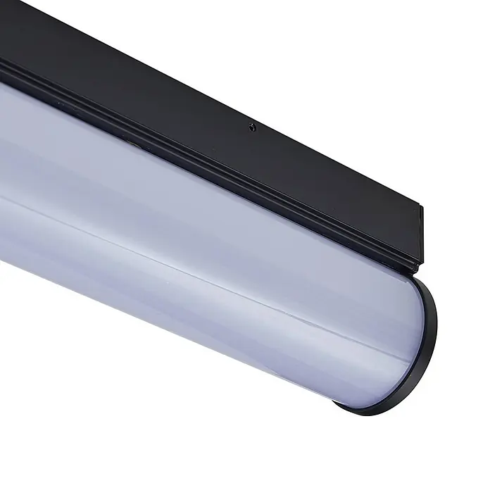 Lucande Wandleuchte Vilmara - schwarz - Schwarze lineare LED-Leuchte mit mattiertem zylindrischem Diffusor für gleichmäßige Beleuchtung.
