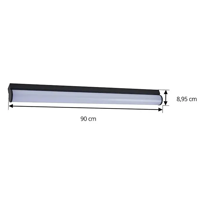 Lucande Wandleuchte Vilmara - schwarz - Schwarze lineare LED-Leuchte mit matter Abdeckung, 90 cm lang, 8,95 cm hoch.