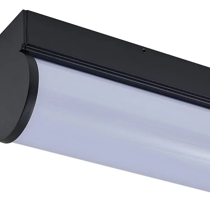 Lucande Wandleuchte Vilmara - schwarz - Schwarze lineare LED-Leuchte mit diffuser, milchweißer Abdeckung.