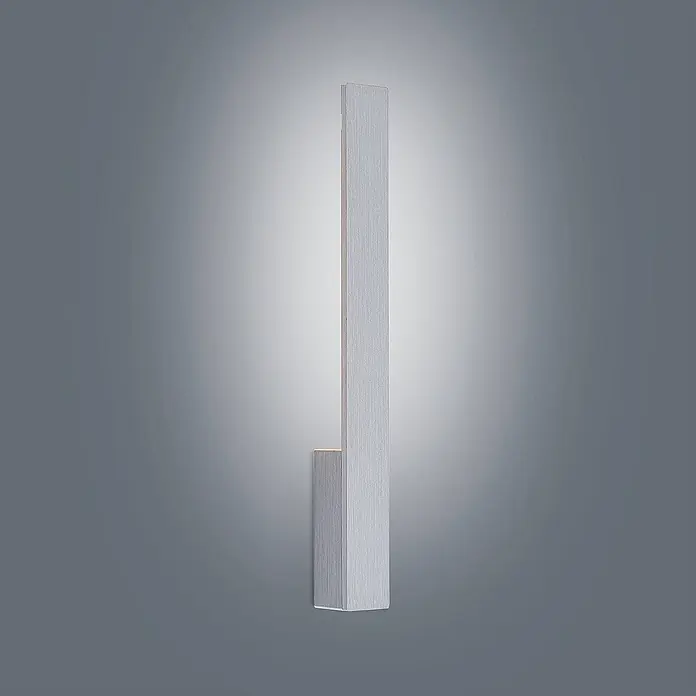 Arcchio LED Wandleuchte innen in aluminium gebürstet, Wandlampe -  - Moderne Wandleuchte aus gebürstetem Silber, hohes Rechteckdesign mit Uplight und kleiner Akzentbeleuchtung unten.