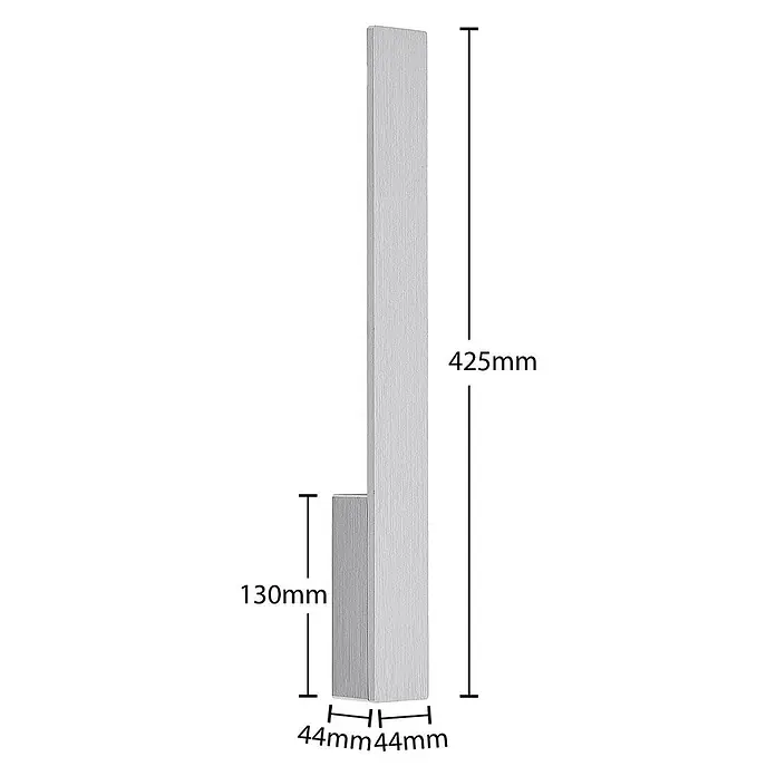 Arcchio LED Wandleuchte innen in aluminium gebürstet, Wandlampe -  - Rechteckige hellgraue Wandleuchte aus gebürstetem Metall, 425mm hoch, 44mm breit und 44mm tief, mit einem 130mm hohen unteren Teil.