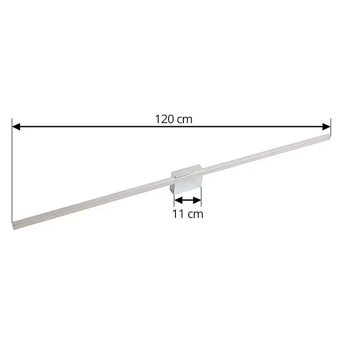 Lucande LED Wandleuchte innen in chrom, Wandlampe -  - Lange silberne LED-Wandleuchte, 120 cm lang, mit zentralem 11 cm Befestigungsblock.