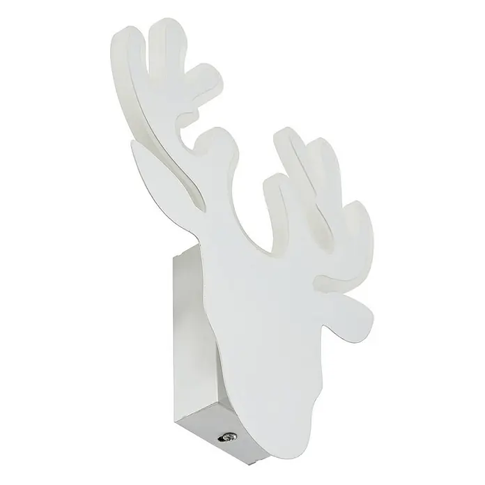 Lindby LED Wandleuchte innen in weiß, up down Wandlampe -  - Weiße, mattierte LED-Wandleuchte in Hirschkopfform mit Metallsockel.