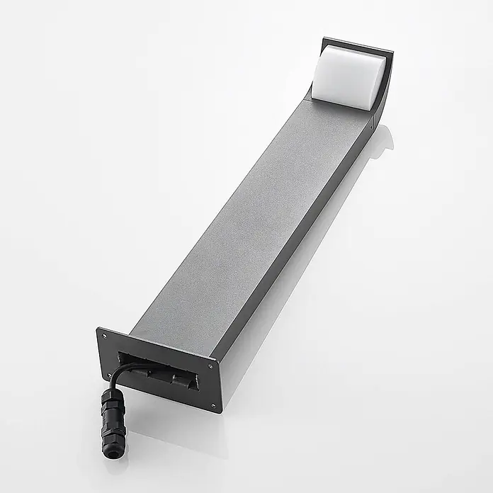 Lucande LED Sockelleuchte in anthrazit, weiß, Wegeleuchten außen -  - Moderne dunkelgraue Außenleuchte mit rechteckigem Gehäuse und weißem Diffusor. Mit Montageplatte und wasserdichtem Stecker.