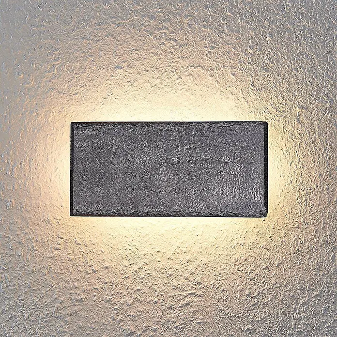 Lindby LED Wandleuchte innen in grau, Wandlampe -  - Dunkelgraue rechteckige Außenwandleuchte mit Textur für Up- und Downlight.
