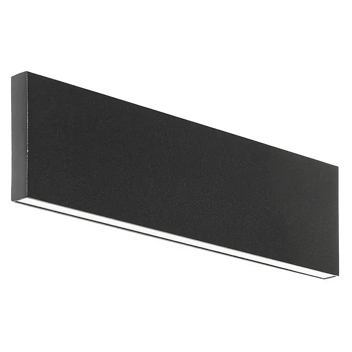 Lindby LED Wandleuchte innen in schwarz, up down Wandlampe -  - Dunkelgraue rechteckige lineare LED-Wandleuchte, die Licht nach unten abgibt.