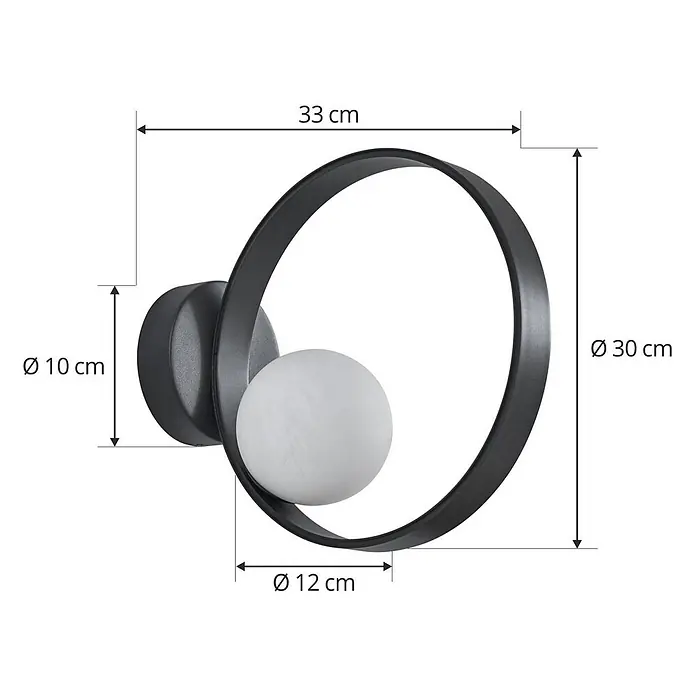 Lucande Wandleuchte Luneo - schwarz
