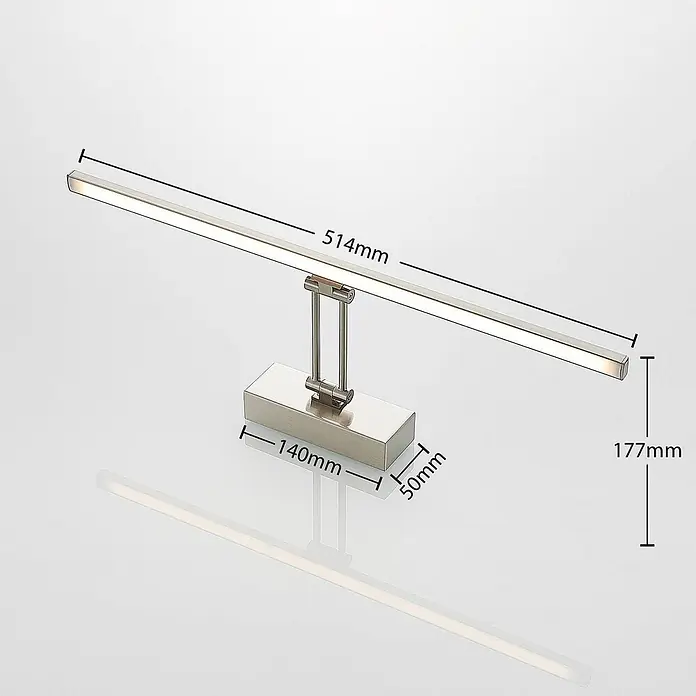 Lucande Wandleuchte Thibaud - alu / grau / zink - Gebürstete, silberfarbene lineare LED-Bilderleuchte mit verstellbarem Arm.