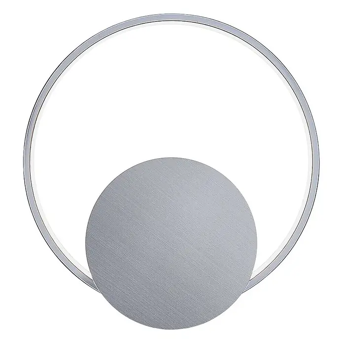 Lindby Wandlampe, Wandleuchte innen, Innenleuchte Wand, inkl. 11,2W LED -  - Moderne silberne runde LED-Wandleuchte mit einer gebürsteten Metallscheibe in der Mitte.