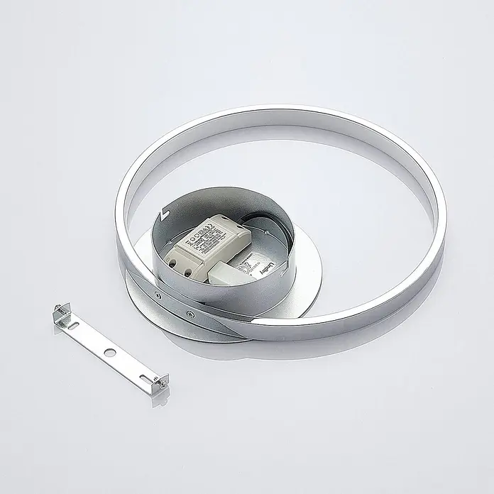 Lindby Wandlampe, Wandleuchte innen, Innenleuchte Wand, inkl. 11,2W LED -  - Silberfarbene kreisförmige LED-Leuchtenkomponenten mit internem Treiber und separatem Montagebügel.