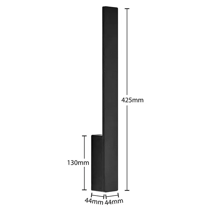 Arcchio LED Wandleuchte innen in schwarz, Wandlampe -  - Schlanke, mattschwarze rechteckige Wandleuchte, 425mm hoch, 130mm unterer Teil, 44mm breit.