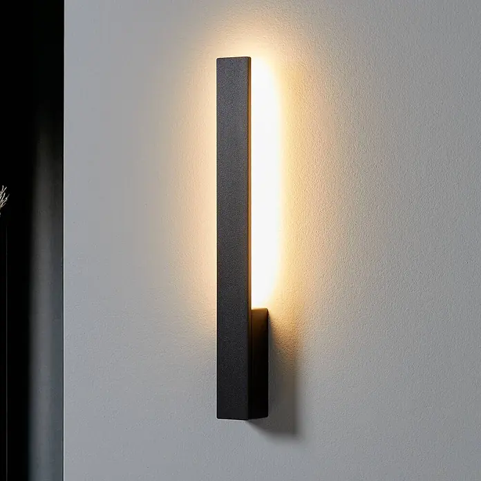 Arcchio LED Wandleuchte innen in schwarz, Wandlampe -  - Schwarze, rechteckige Wandleuchte mit warmer Up- und Downlight-Beleuchtung.