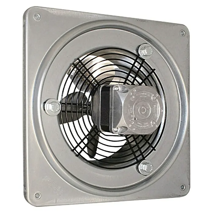 Air-Circle Außenwand-Ventilator Basic 250 - Grau, 33,5 cm, Luftleistung: 1.015 m³/h - Abbildung eines silbernen Wandventilators.