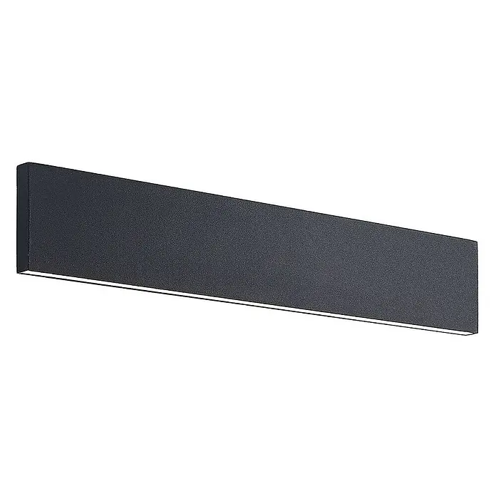 Lindby LED Wandleuchte innen in schwarz, up down Wandlampe -  - Rechteckige dunkelgraue strukturierte LED-Wandleuchte, die nach unten leuchtet.