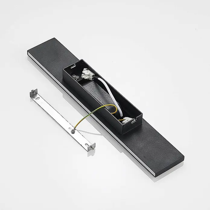 Lindby LED Wandleuchte innen in schwarz, up down Wandlampe -  - Schwarze lineare Leuchtenbasis mit interner Verkabelung und separater Metallhalterung.