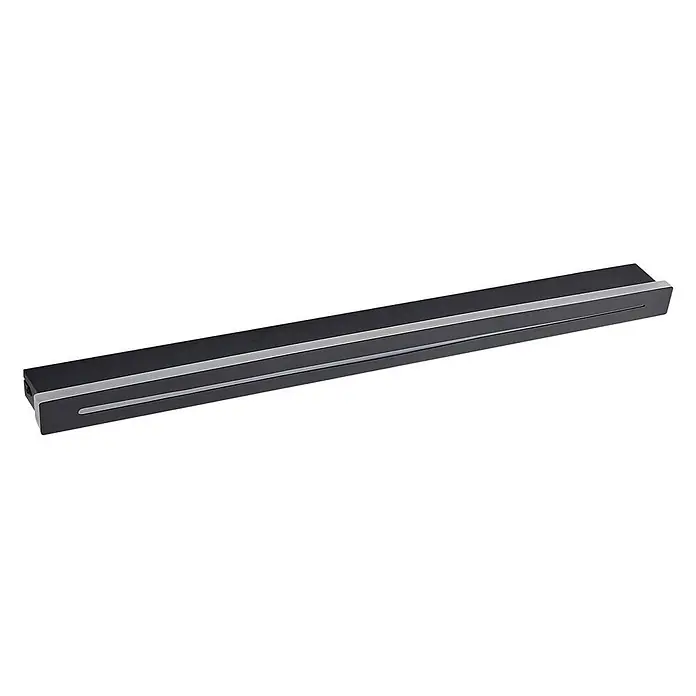 Lindby Wandleuchte Benario - schwarz - Lange schwarze LED-Lichtleiste mit silbernem Akzentstreifen.