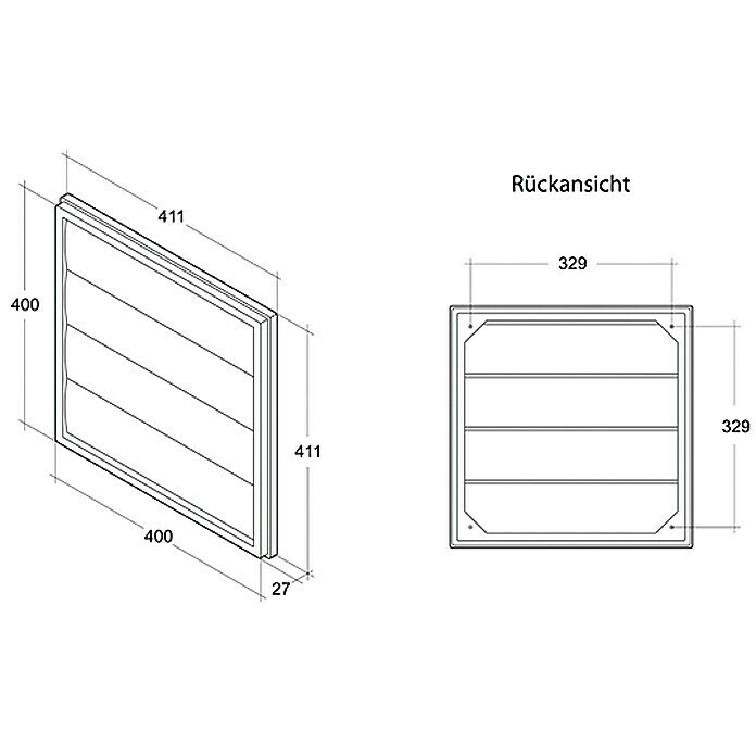 Air-Circle Jalousieklappe FS 14 (Passend für: Außenwand-Ventilator Basic 200)