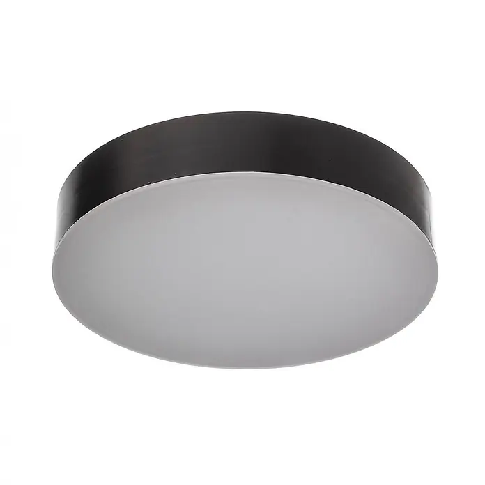 Lindby LED Outdoor Deckenlampe in anthrazit, weiß, mit Bewegungsmelder, -  - Runde Deckenleuchte mit dunkelbraunem Sockel und mattierter Glasabdeckung.