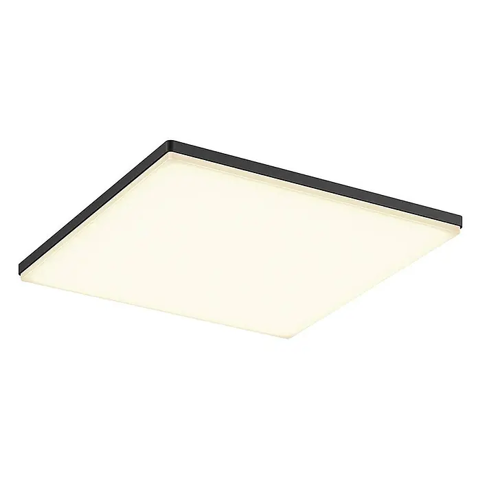 Lucande LED Deckenleuchte flach in dunkelgrau, weiß, Panel -  - Quadratische LED-Deckenleuchte mit schwarzem Rahmen und beleuchteter weißer Abdeckung.