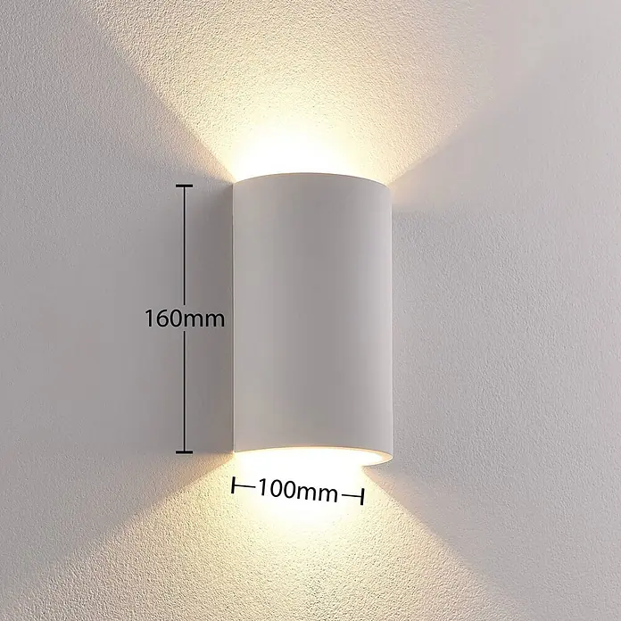 Lindby LED Wandleuchte innen in weiß, Wandlampe -  - Weiße zylindrische Up-Down-Wandleuchte, 160 mm hoch und 100 mm breit.